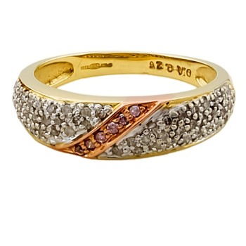 9ct gold 2-tone Diamond Multi-stone Ring size K